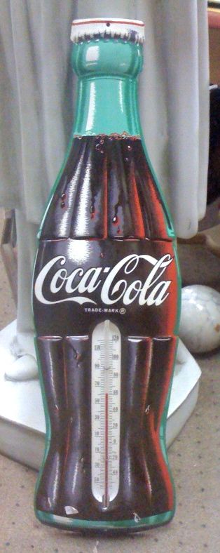 Vintage Coca Cola Bottle Thermometer - Click Image to Close